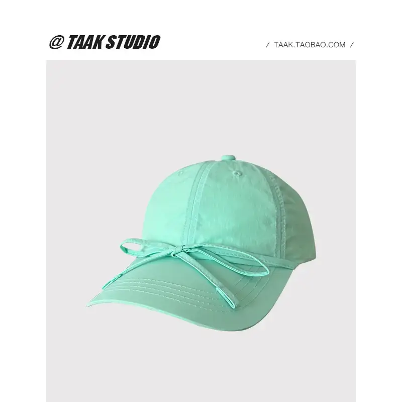 Mint Bow Baseball Cap for Women Spring Summer Sun Protection