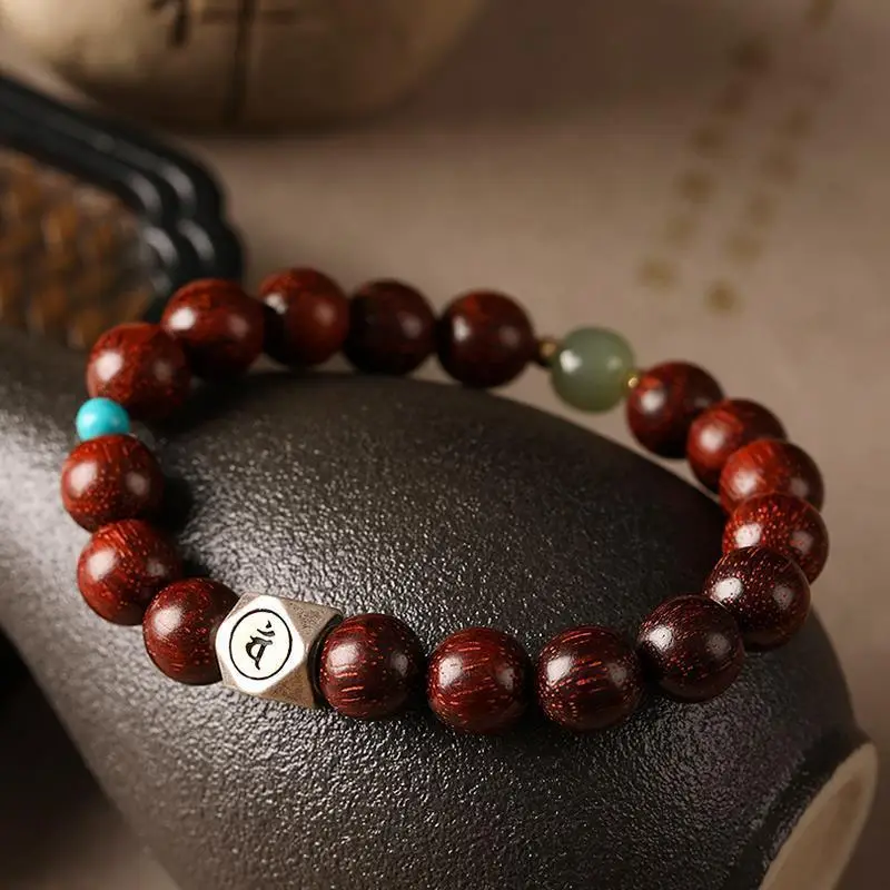 Small Leaf Red Sandalwood Buddha Beads Bracelet