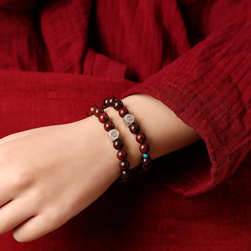 Small Leaf Red Sandalwood Buddha Beads Bracelet