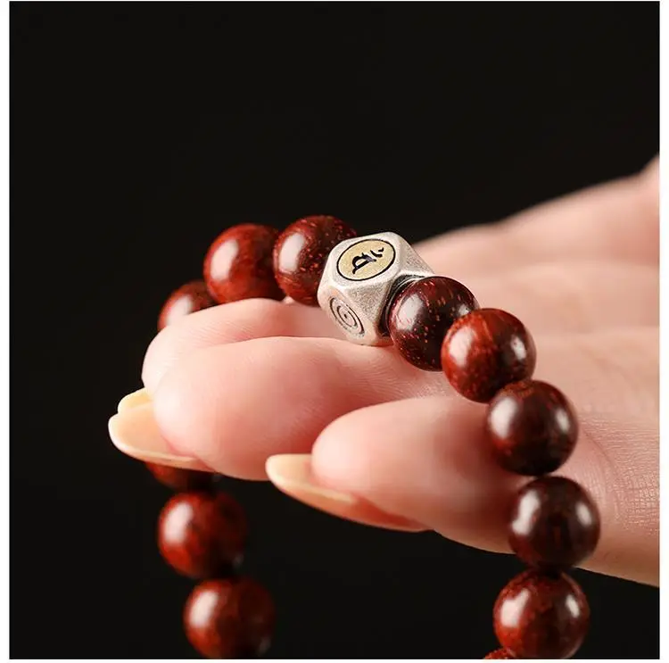 Small Leaf Red Sandalwood Buddha Beads Bracelet — feature 19