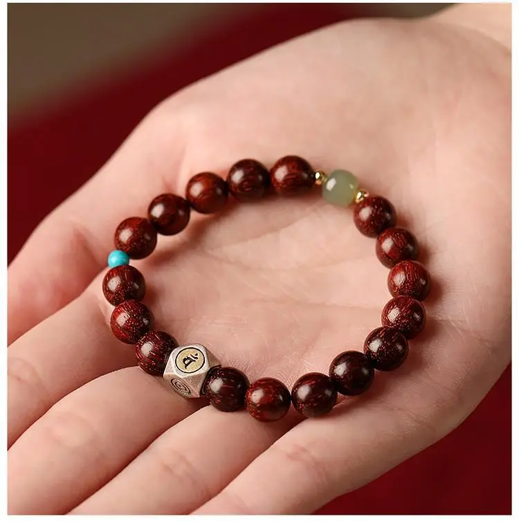 Small Leaf Red Sandalwood Buddha Beads Bracelet — feature 21