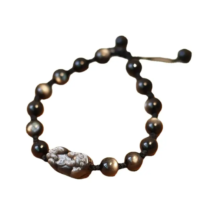 Natural Strawberry Crystal Silver Obsidian Couple Bracelet Women - Image 7