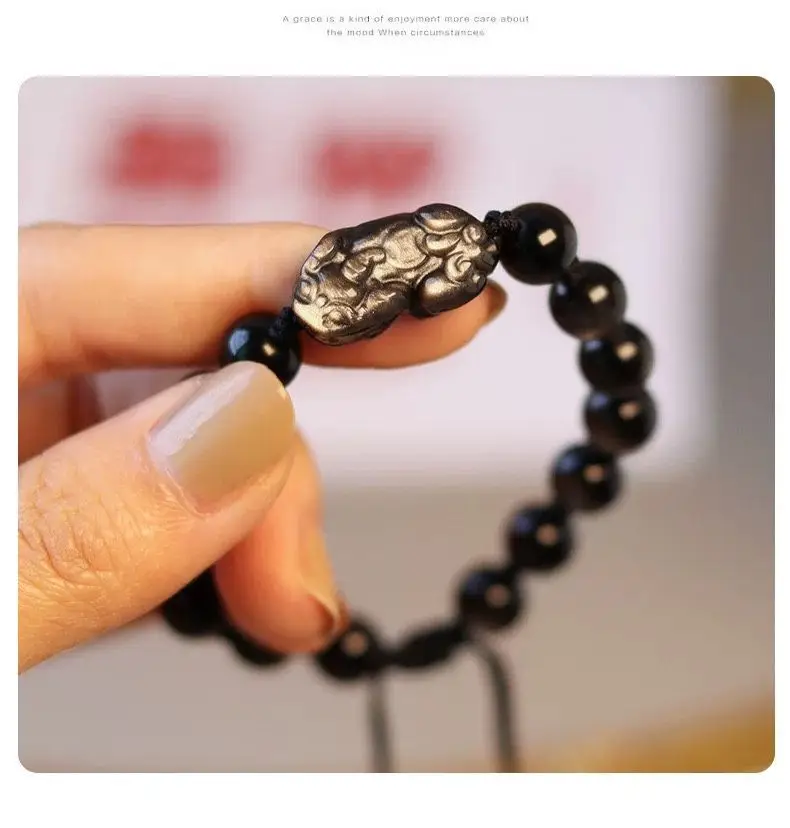 Natural Strawberry Crystal Silver Obsidian Couple Bracelet Women — feature 7