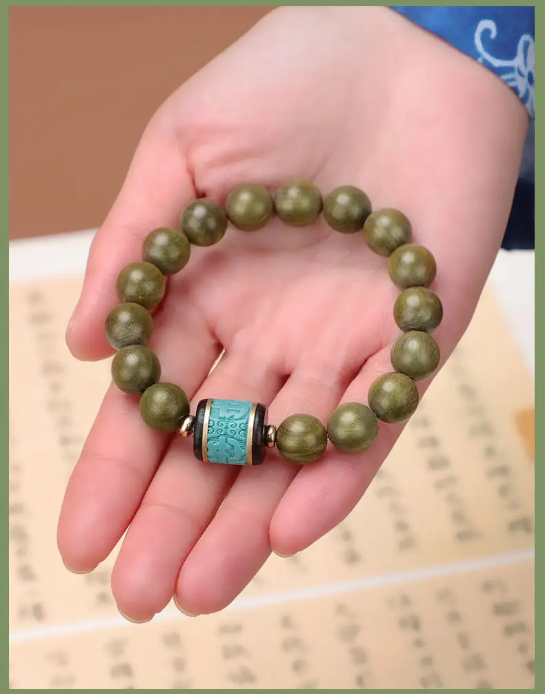 Green Sandalwood Bracelet for Men Women Retro Cultural Rosary — feature 10