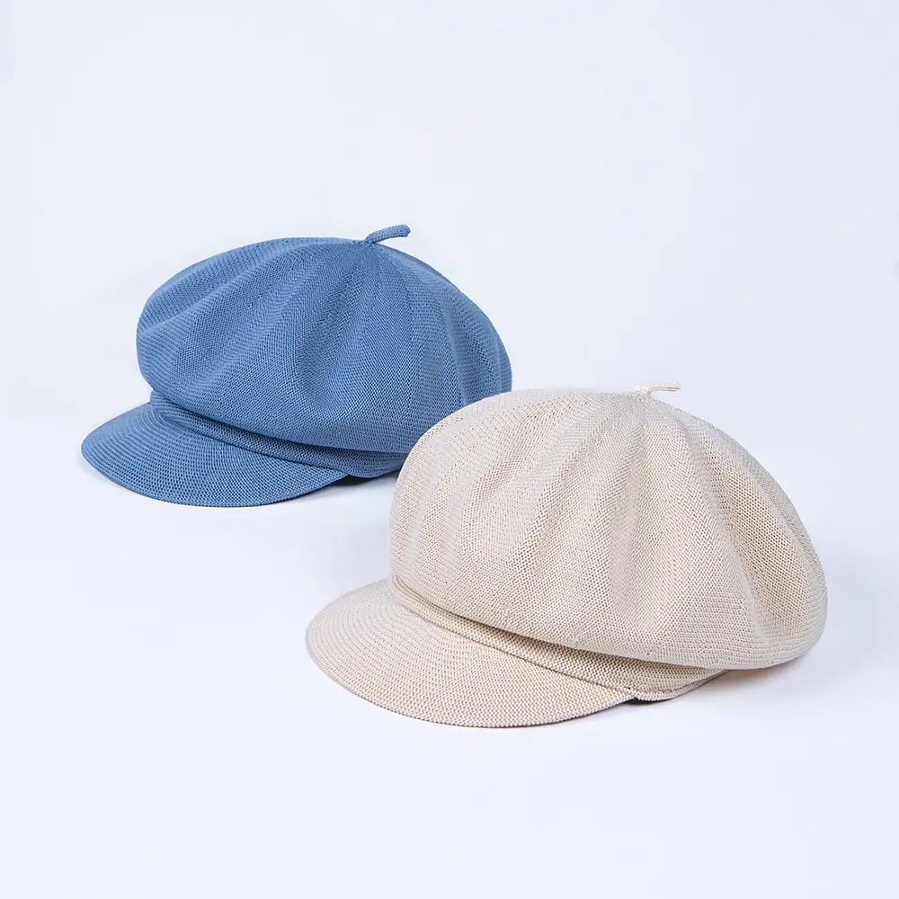 Women Blue Knitted Sunshade Cap Beach Wear - Image 9