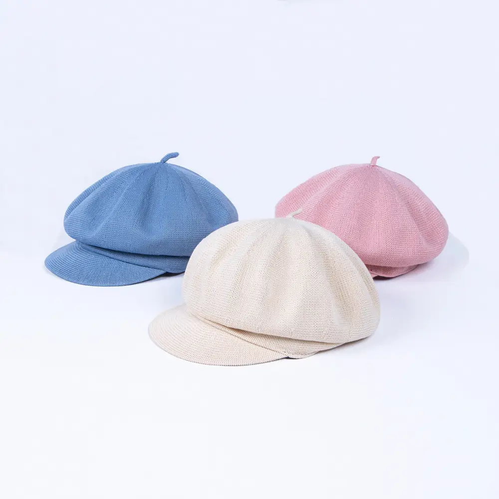 Women Blue Knitted Sunshade Cap Beach Wear - Image 10