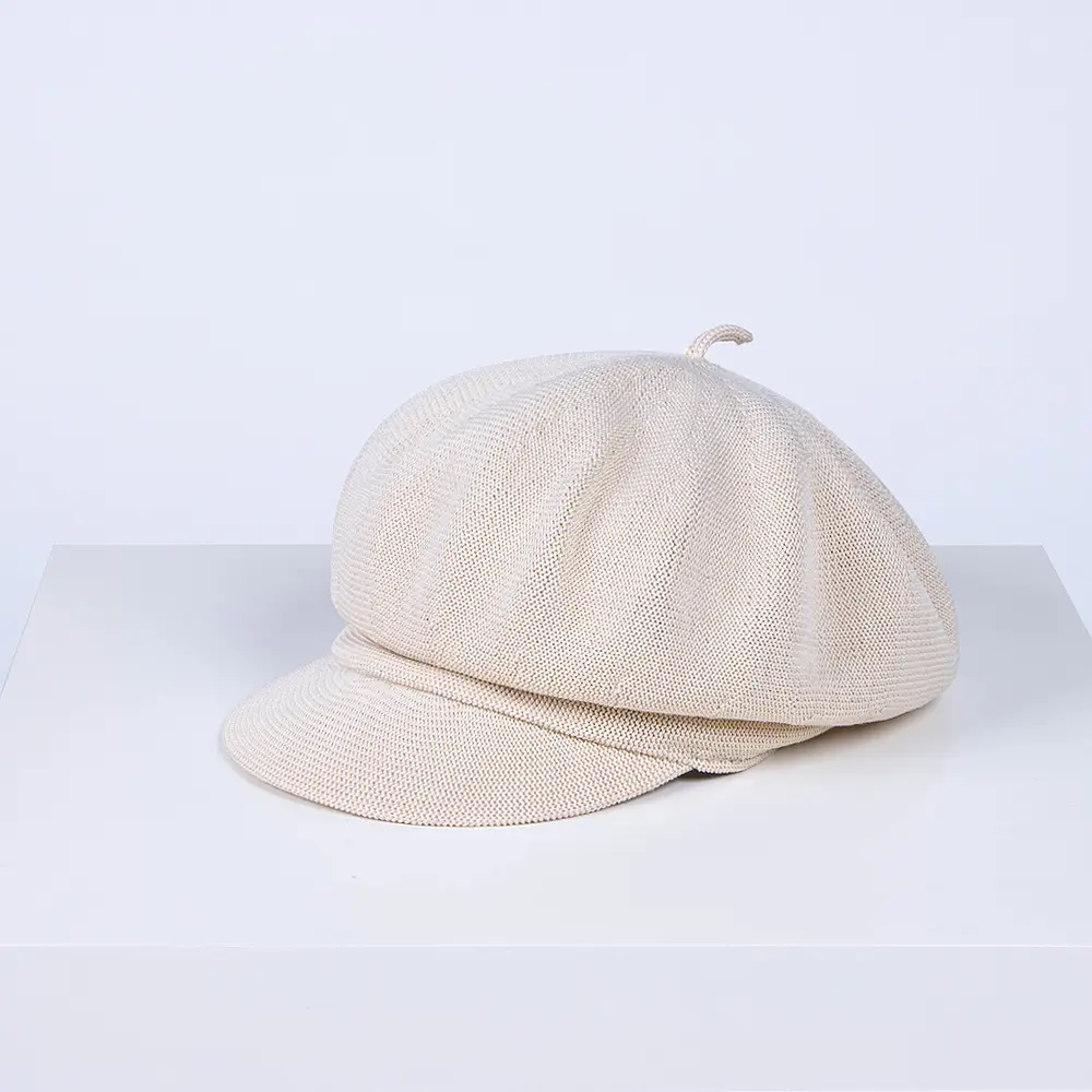 Women Blue Knitted Sunshade Cap Beach Wear - Image 2