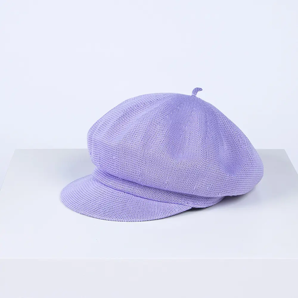 Women Blue Knitted Sunshade Cap Beach Wear - Image 5