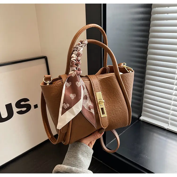 Women's Bucket Bag Brown Leather Shoulder Messenger — feature 11
