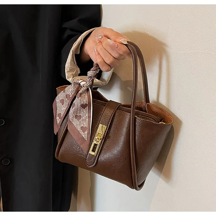 Women's Bucket Bag Brown Leather Shoulder Messenger — feature 12