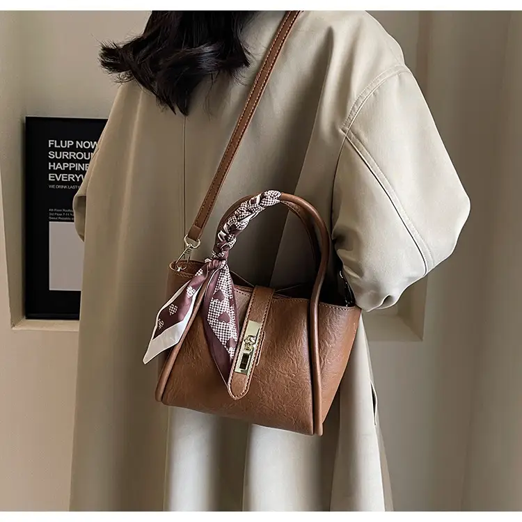 Women's Bucket Bag Brown Leather Shoulder Messenger — feature 15