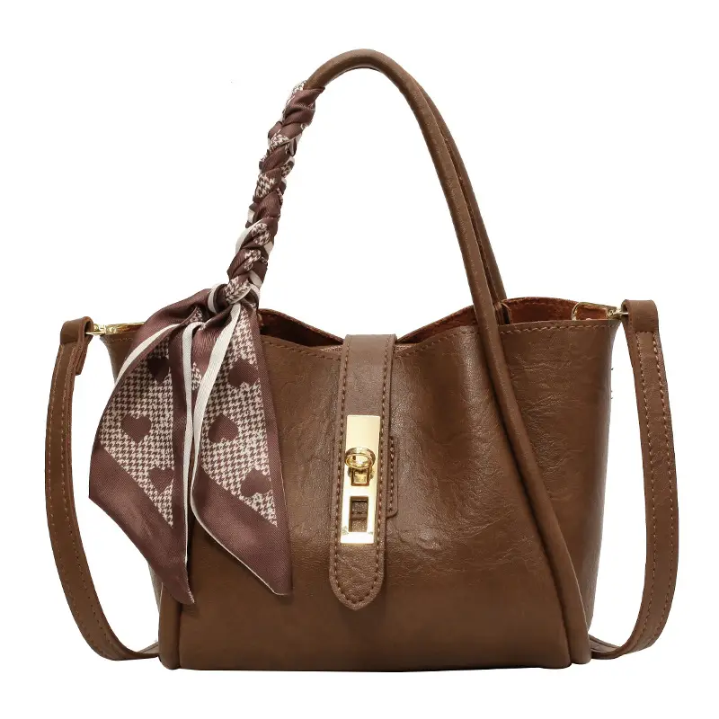 Women's Bucket Bag Brown Leather Shoulder Messenger - Image 4