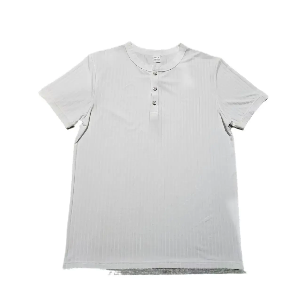 Men White Knitted Short Sleeve Henry Shirt Summer Wear — feature 11