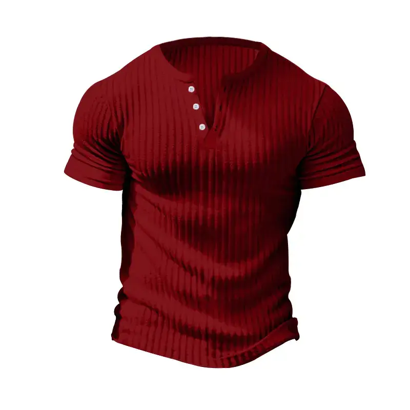 Men White Knitted Short Sleeve Henry Shirt Summer Wear — feature 43