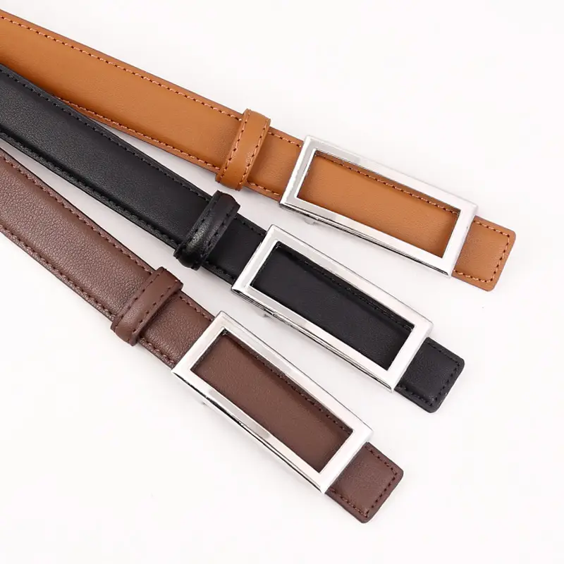 Black Leather Belt with Gold Buckle for Women - Image 8
