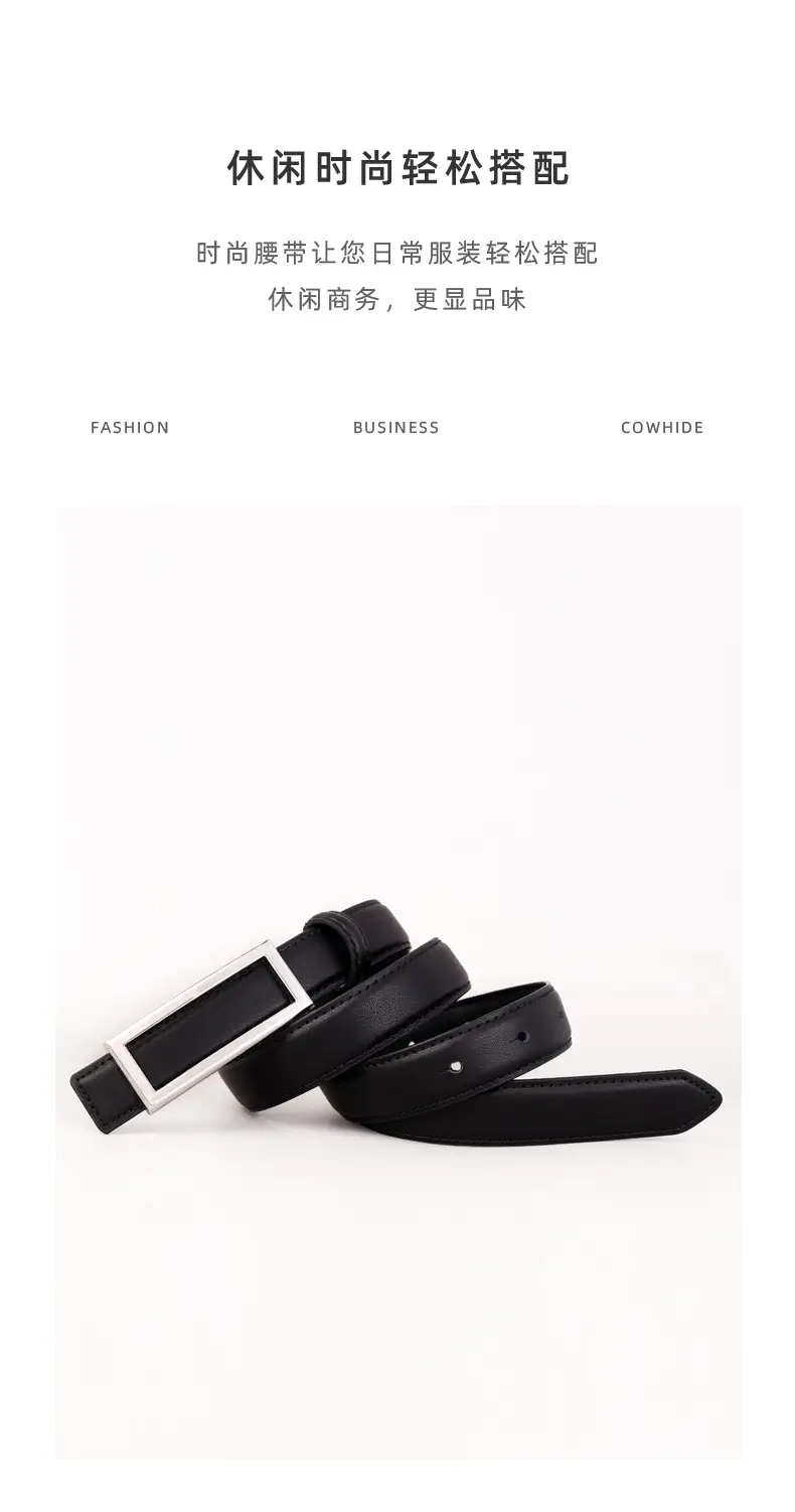 Black Leather Belt with Gold Buckle for Women — feature 27