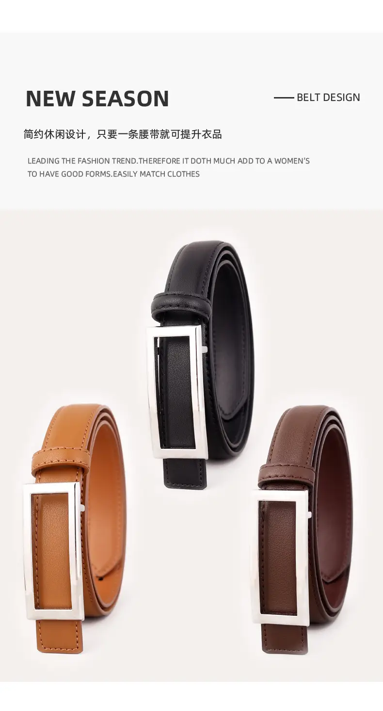 Black Leather Belt with Gold Buckle for Women — feature 30