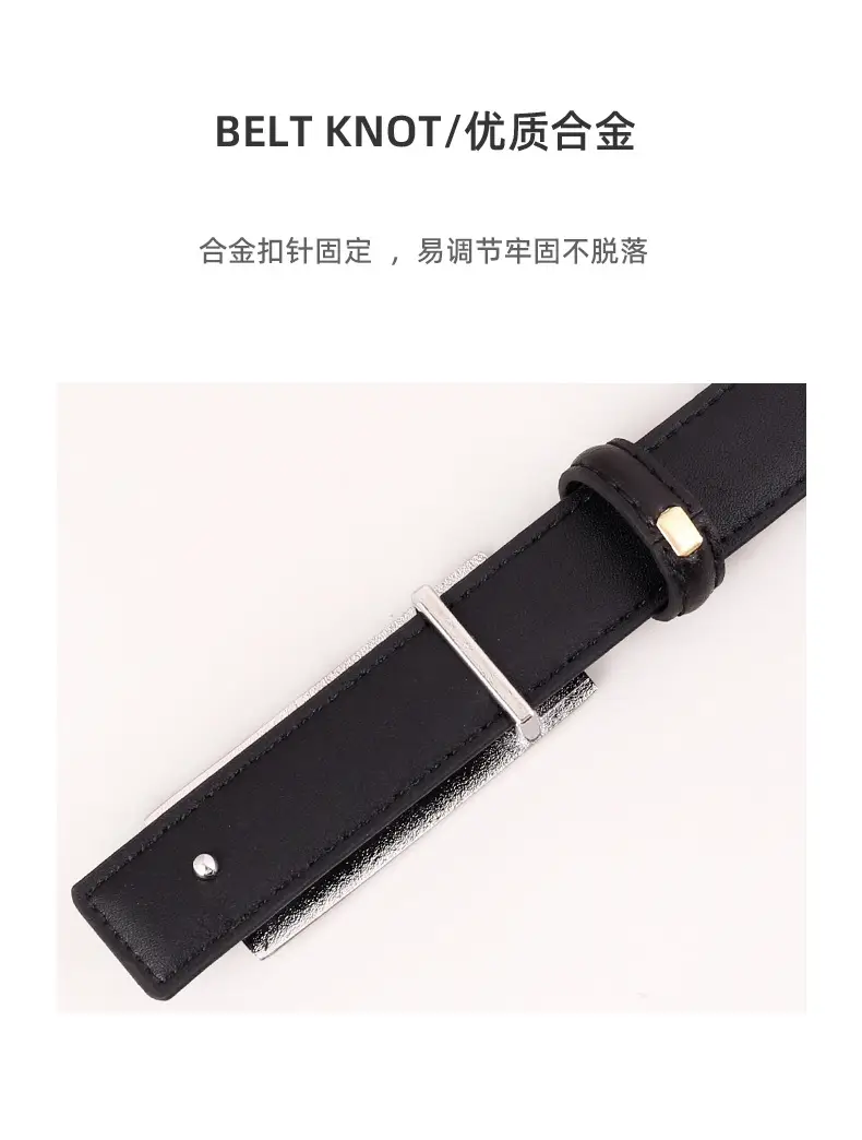 Black Leather Belt with Gold Buckle for Women — feature 34