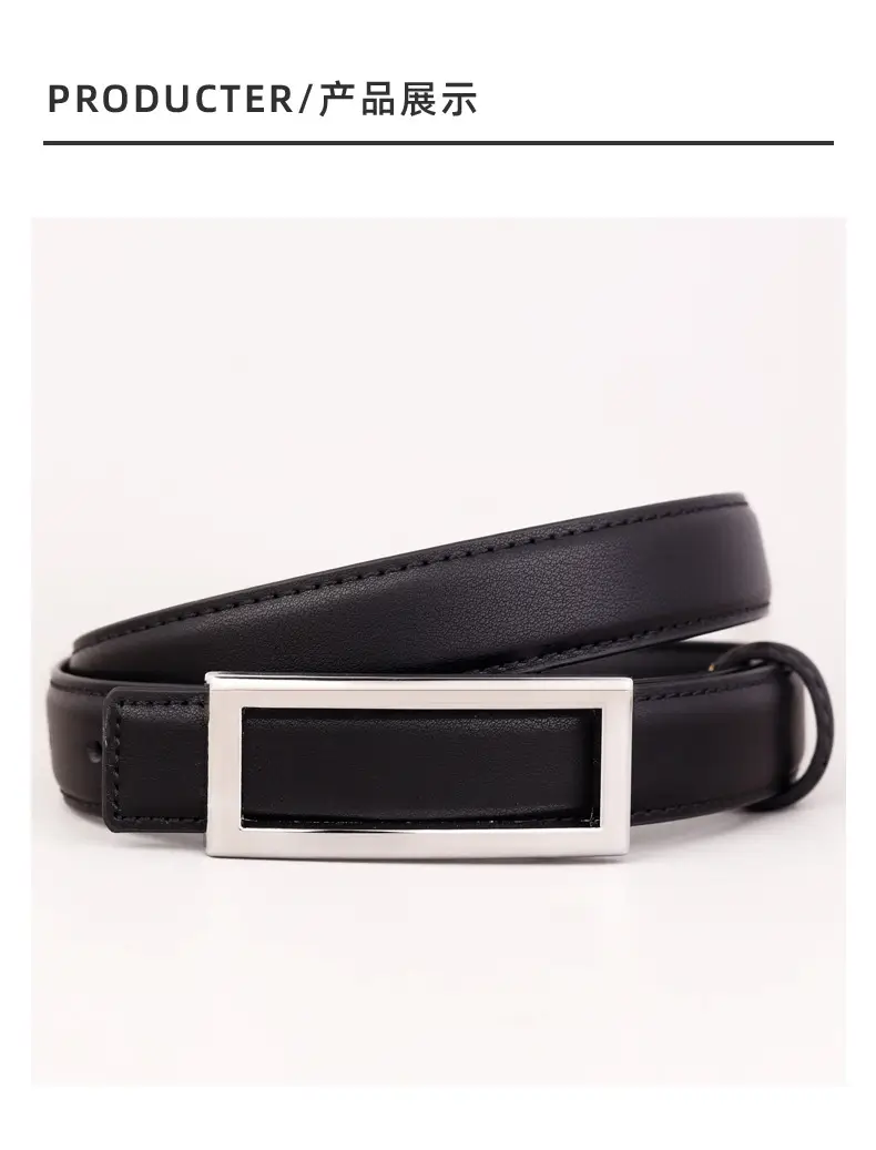 Black Leather Belt with Gold Buckle for Women — feature 37