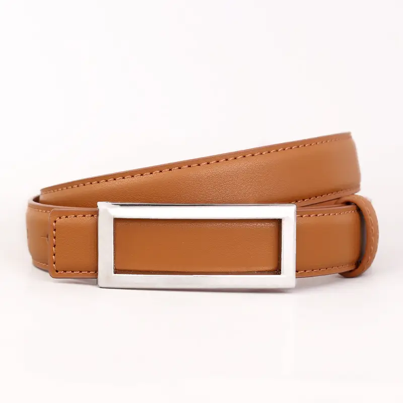 Black Leather Belt with Gold Buckle for Women - Image 2