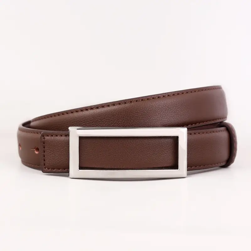 Black Leather Belt with Gold Buckle for Women - Image 3