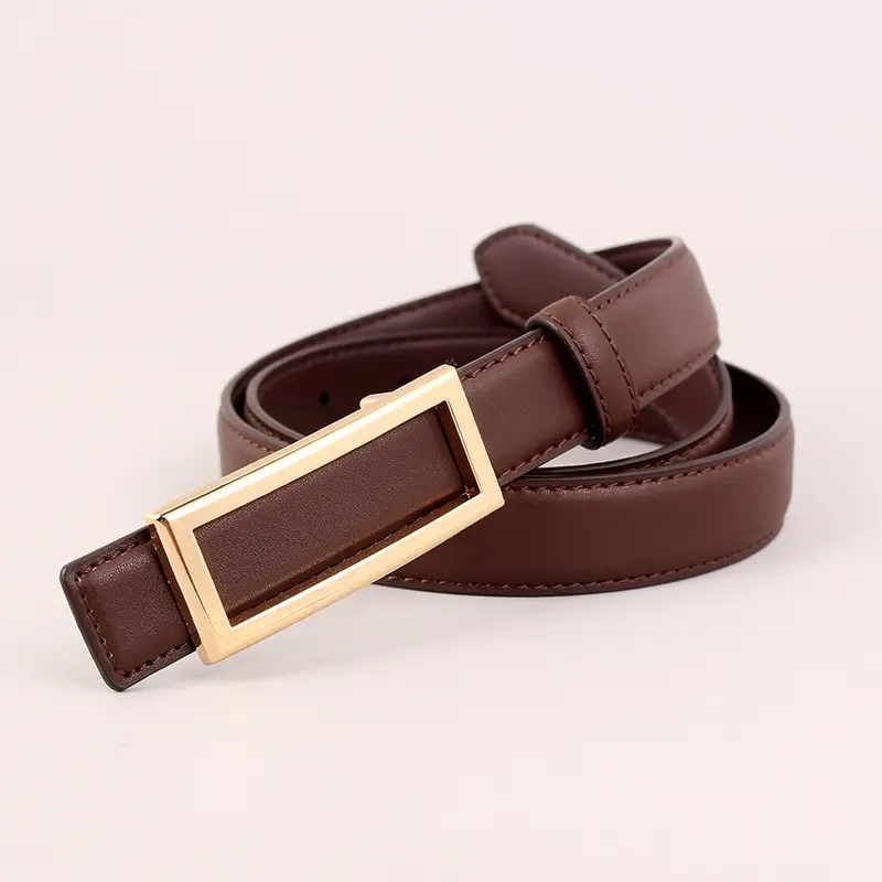 Black Leather Belt with Gold Buckle for Women - Image 6