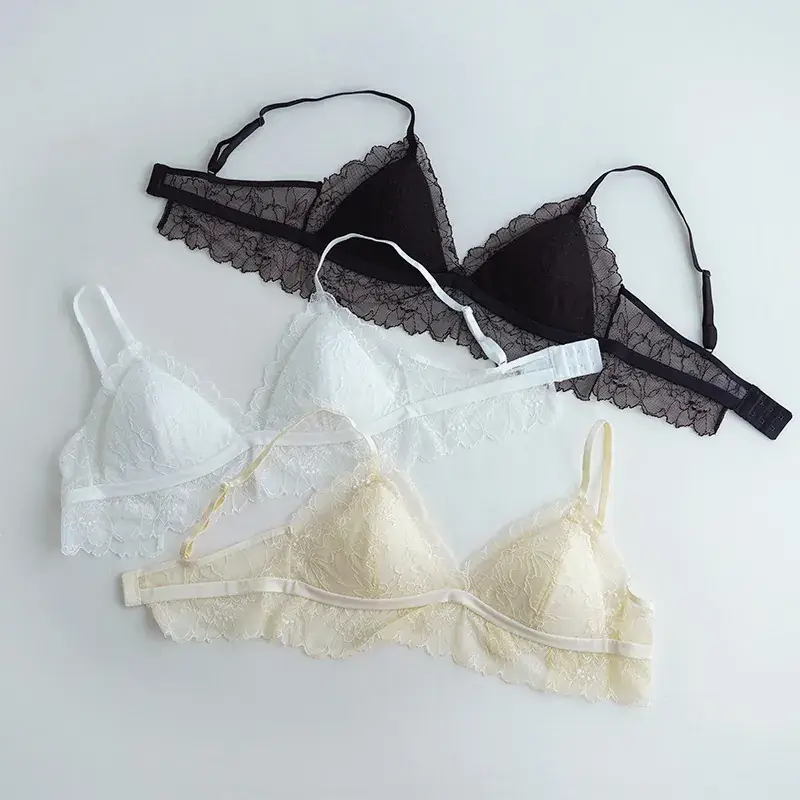 Summer Lace Bra White Black Cream 100 Silk - Image 5