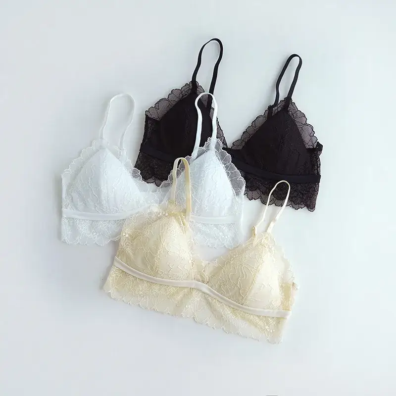 Summer Lace Bra White Black Cream 100 Silk - Image 6