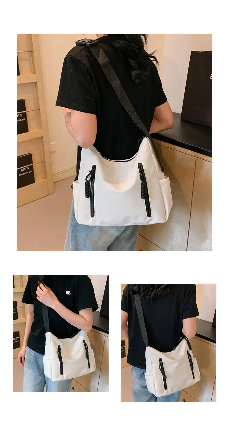 Japanese Nylon Shoulder Bag Large Capacity Beige — feature 11