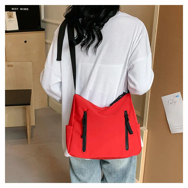 Japanese Nylon Shoulder Bag Large Capacity Beige — feature 14