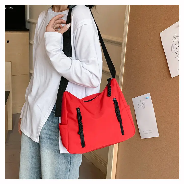Japanese Nylon Shoulder Bag Large Capacity Beige — feature 15