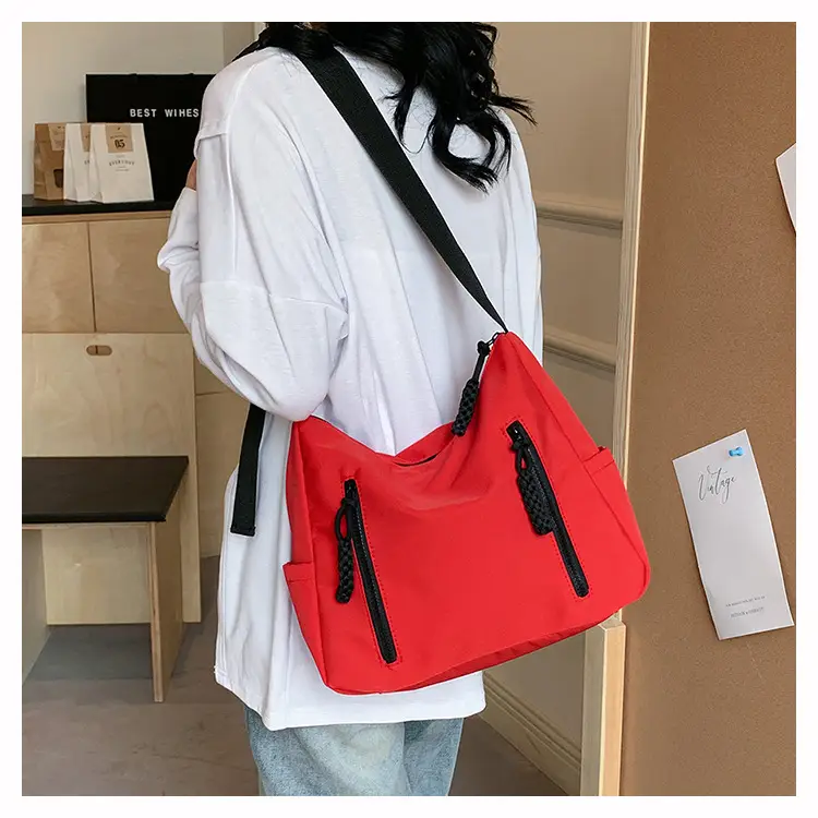 Japanese Nylon Shoulder Bag Large Capacity Beige — feature 16