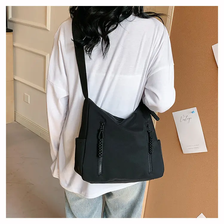 Japanese Nylon Shoulder Bag Large Capacity Beige — feature 19