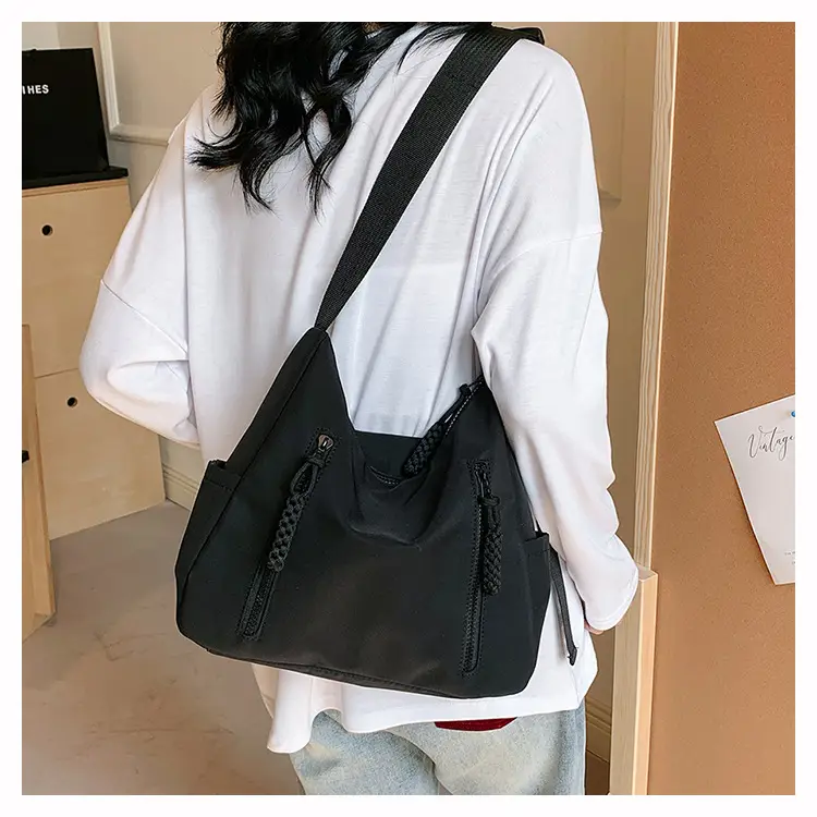 Japanese Nylon Shoulder Bag Large Capacity Beige — feature 20