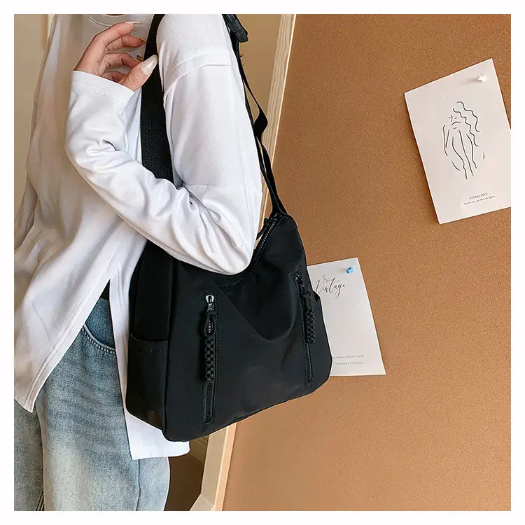 Japanese Nylon Shoulder Bag Large Capacity Beige — feature 22