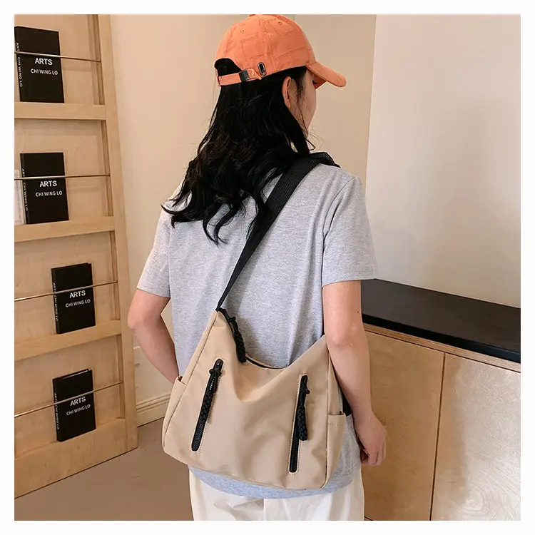 Japanese Nylon Shoulder Bag Large Capacity Beige — feature 26