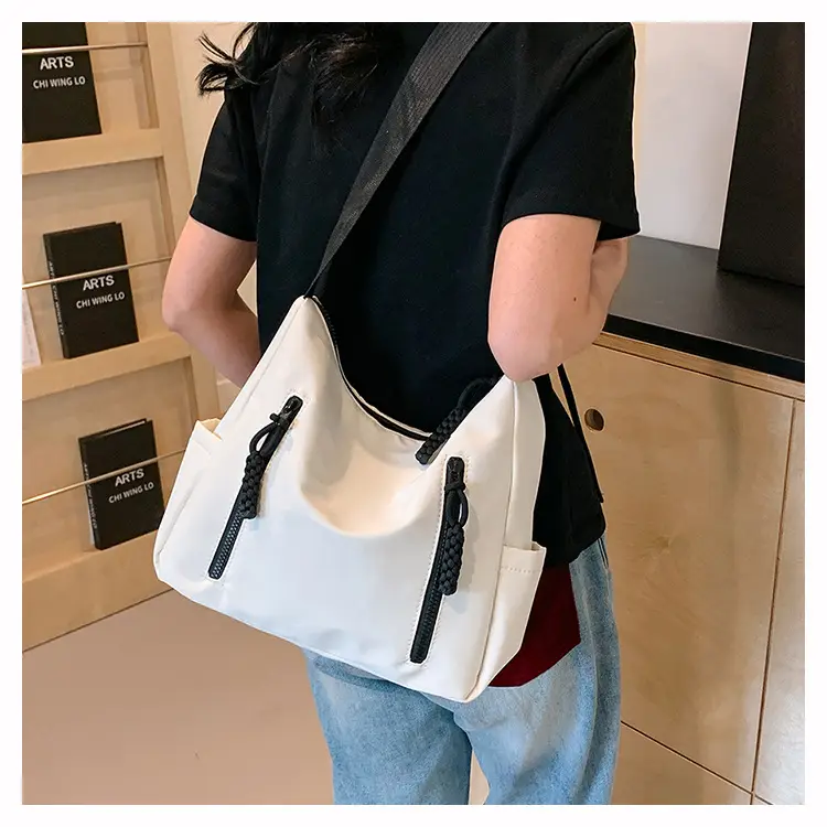 Japanese Nylon Shoulder Bag Large Capacity Beige — feature 28