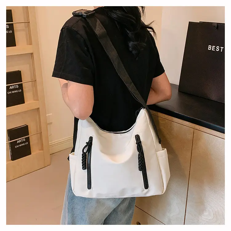 Japanese Nylon Shoulder Bag Large Capacity Beige — feature 29