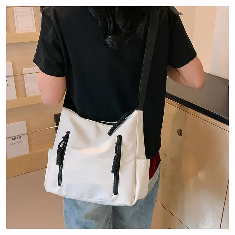 Japanese Nylon Shoulder Bag Large Capacity Beige — feature 31