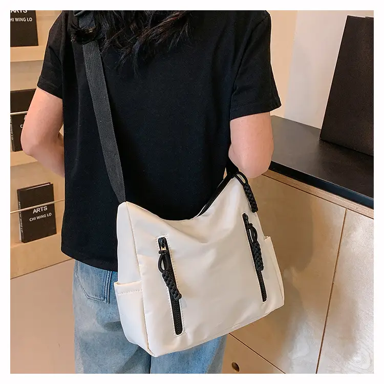 Japanese Nylon Shoulder Bag Large Capacity Beige — feature 32