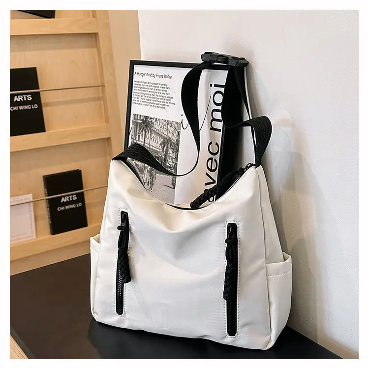 Japanese Nylon Shoulder Bag Large Capacity Beige — feature 33