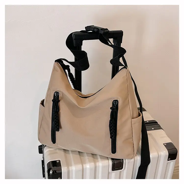 Japanese Nylon Shoulder Bag Large Capacity Beige — feature 39