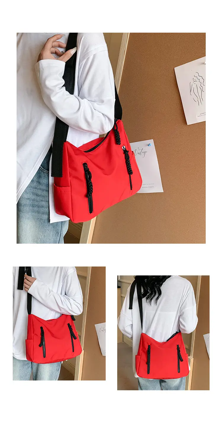 Japanese Nylon Shoulder Bag Large Capacity Beige — feature 9