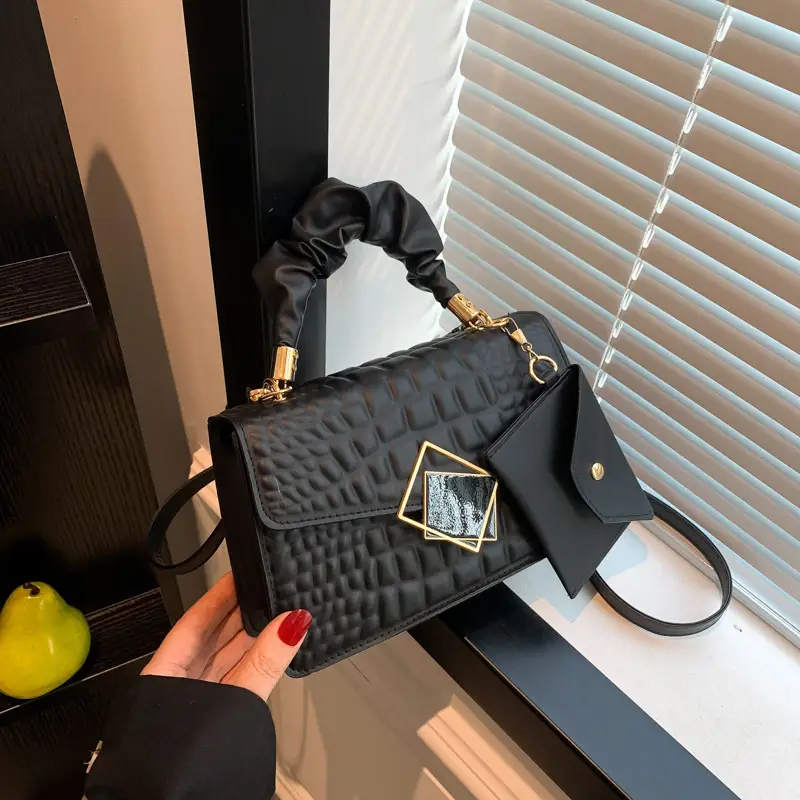 Women Korean Style Black Pleated Shoulder Crossbody Bag 2024 - Image 8