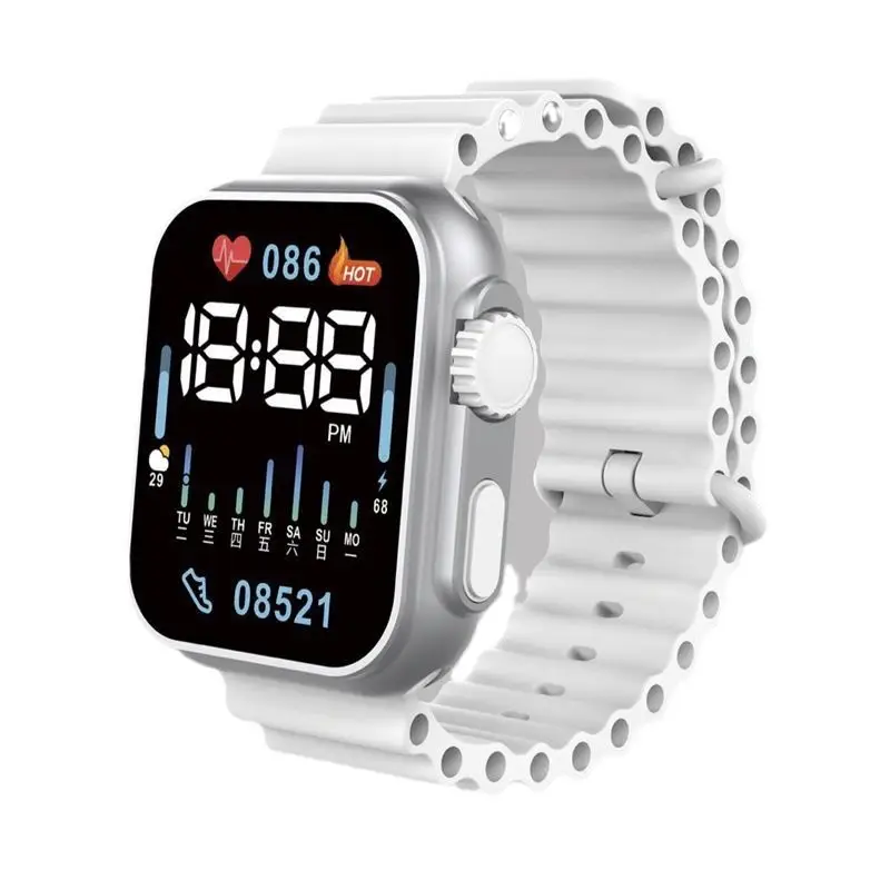 LED Electronic Watch P8 Green Silicone Band — feature 4