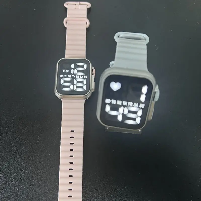 LED Electronic Watch P8 Green Silicone Band — feature 7