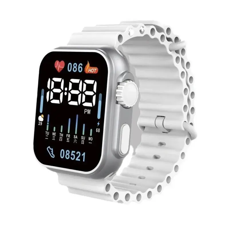 LED Electronic Watch P8 Green Silicone Band - Image 2