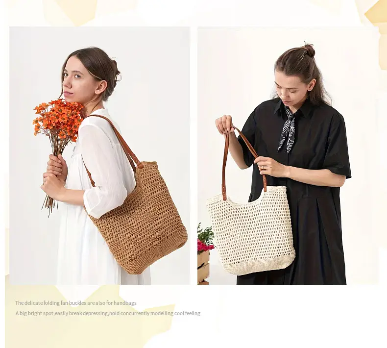 High-End Cotton Straw Bag for Women New Handmade Large Capacity — feature 9