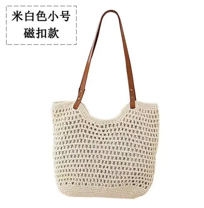 High-End Cotton Straw Bag for Women New Handmade Large Capacity - Image 8