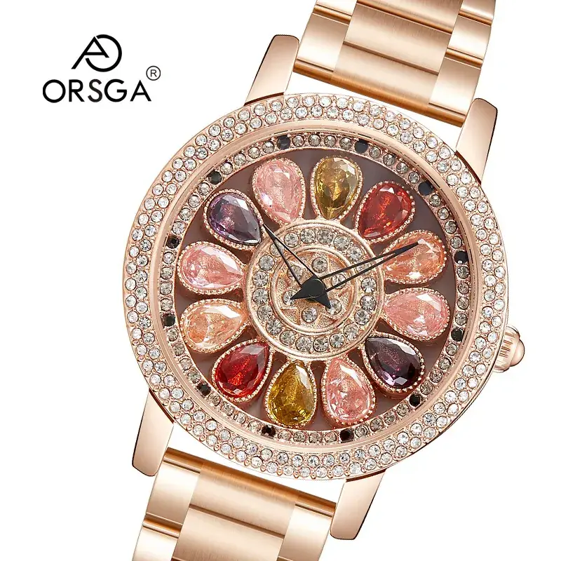 Women's Crystal Diamond Watch Brown Leather Band - Image 27